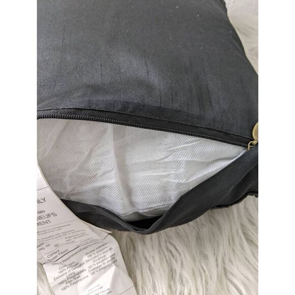 Pier1 Black Cat Yellow eyes Beaded Pillow Gosh Halloween Spooky Decor 12X12 - Picture 5 of 7